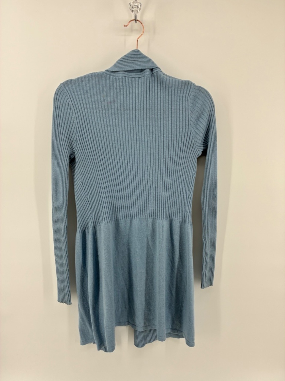 Baby Blue Open Front Knit Lightweight Cardigan - Picture 6 of 9